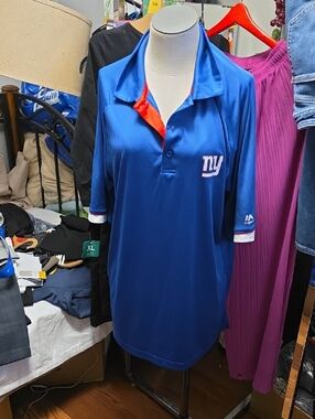 Majestic Blue Polo Shirt with Red Trim - NY Logo